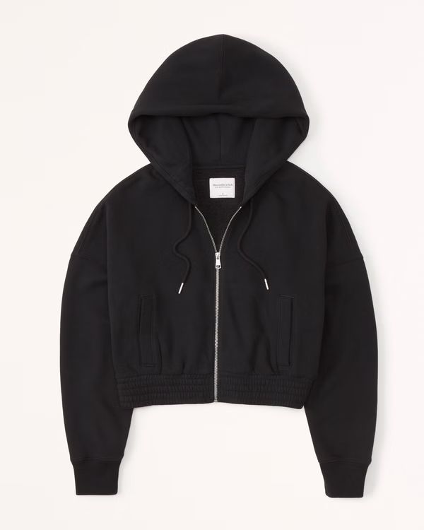 Women's Essential Cinched Hooded Full-Zip | Women's Tops | Abercrombie.com | Abercrombie & Fitch (US)