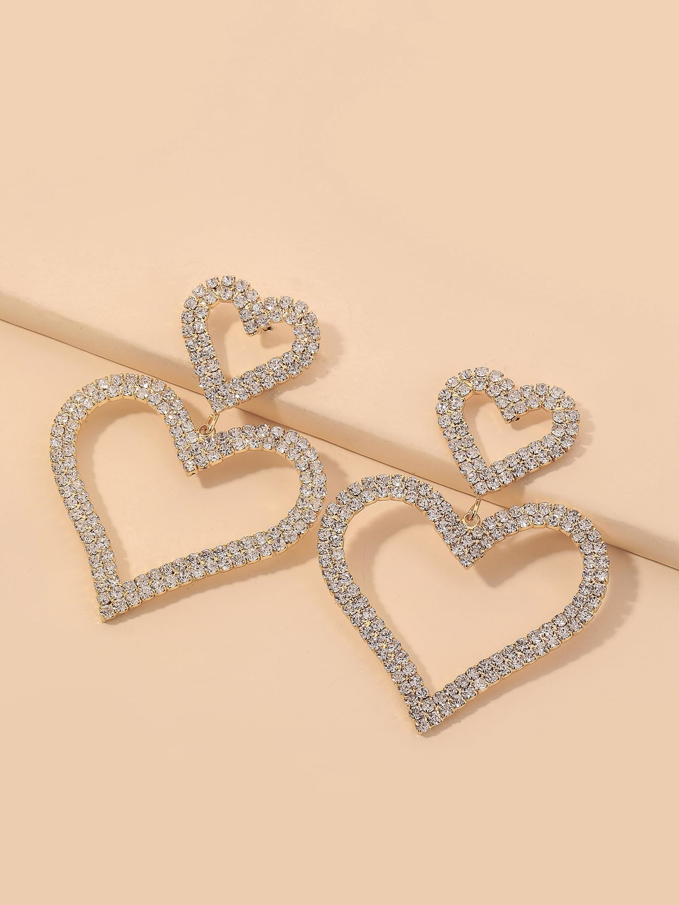 Rhinestone Heart Drop Earrings | SHEIN