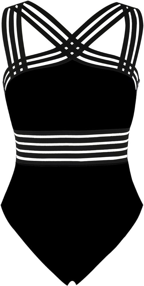 Hilor Women's One Piece Swimsuits Slimming High Waisted Bathing Suits Front Crossover Swimwear Mo... | Amazon (US)