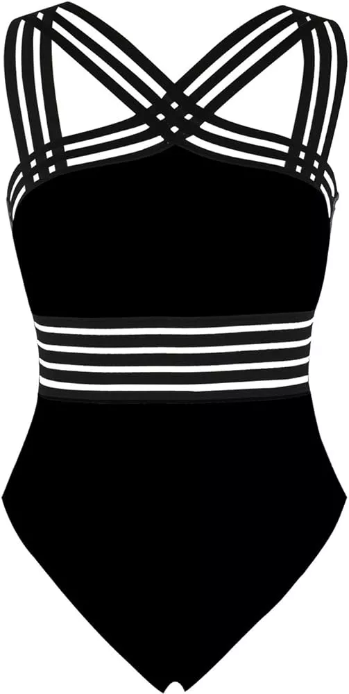 ATHMILE Ruffle Trim Bikini Set for Women One Shoulder Swimsuits