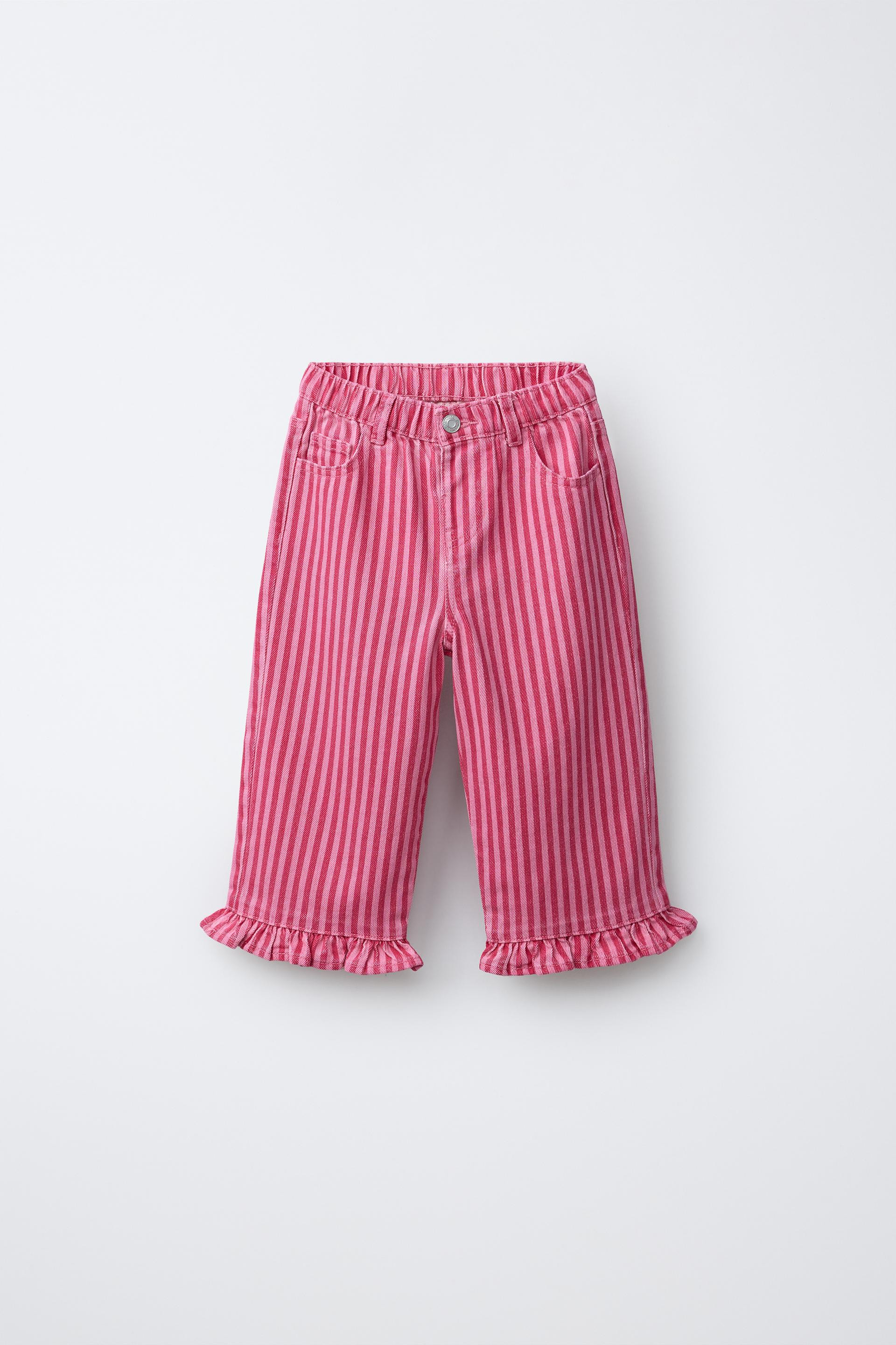 Zara - Ruffled Striped Culottes - Neon Pink - 6 Years (45,2 Inches) - Kids | Zara US