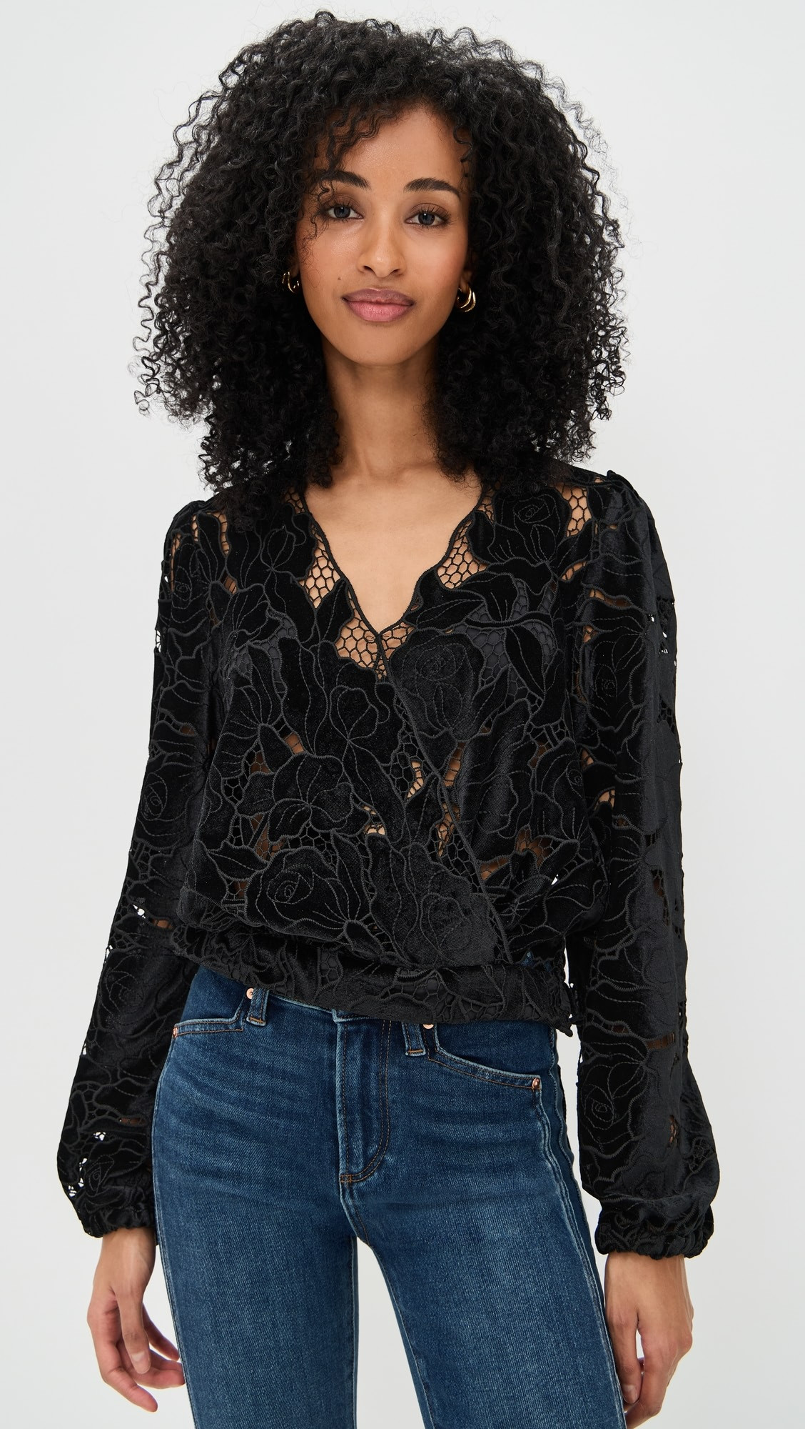 Loralie Velvet Lace Wrap Blouse | Shopbop