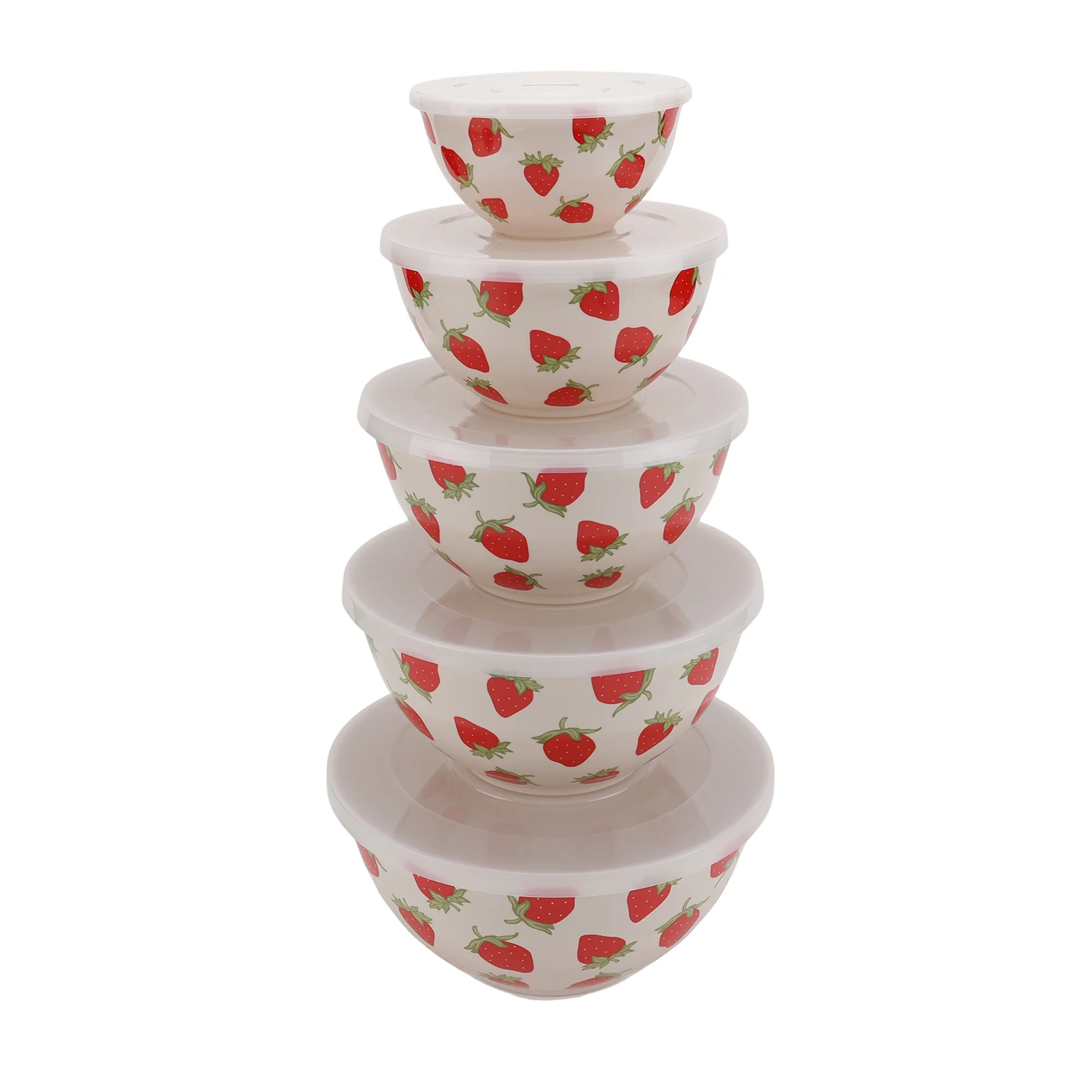 Just Feed Me by Jessie James Decker 10-Piece Melamine Mixing Bowl Set with Lids, Strawberry Desig... | Walmart (US)