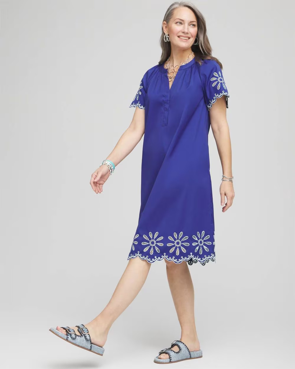 Embroidered Poplin Popover Dress | Chico's