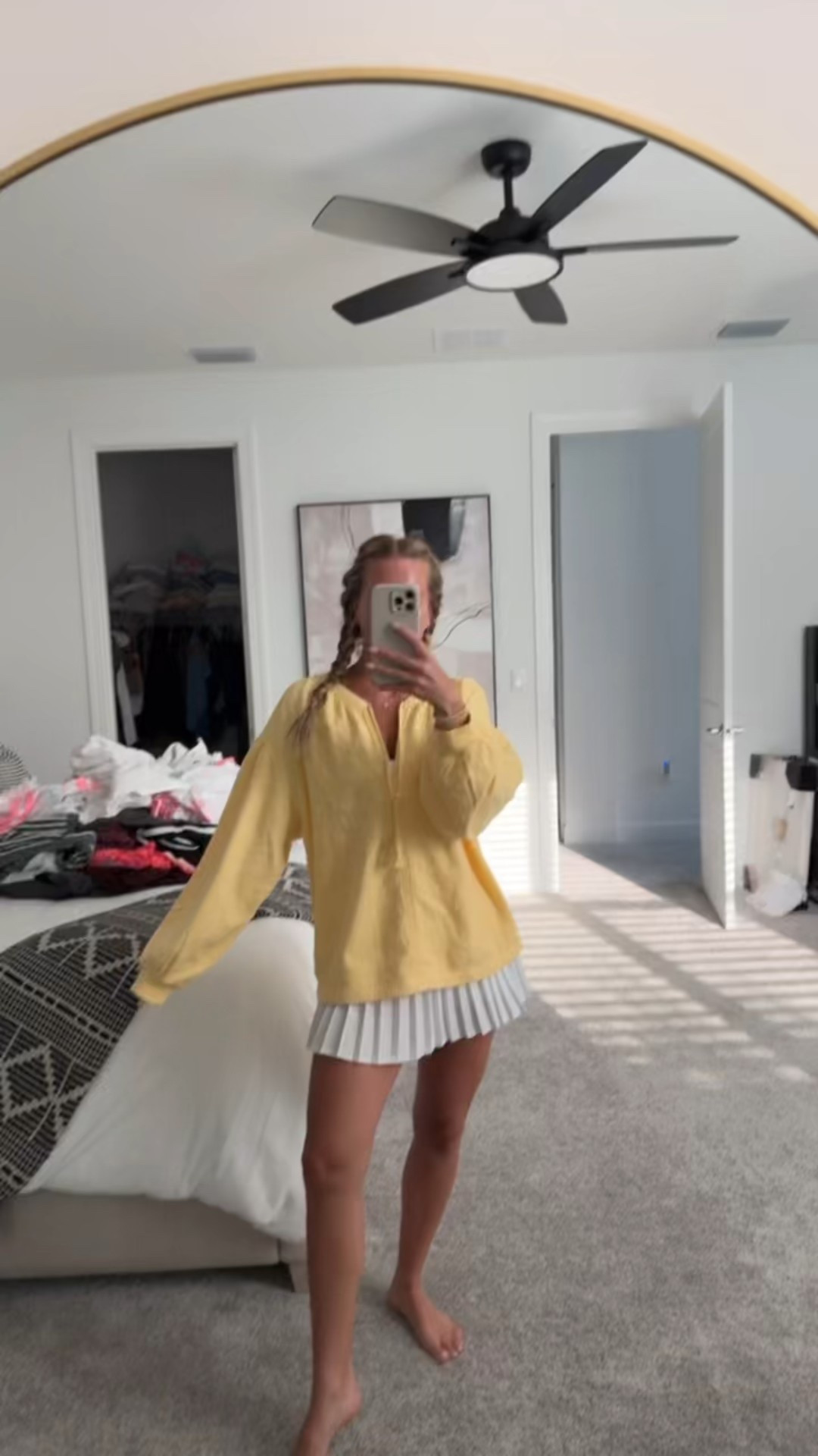 My Aerie sweatshirt is on sale for only $10 & comes in 6 colors! Wearing a size small 

Summer style, summer outfit, wfh fit, errand outfit, loungewear, comfy style, gift for her, aerie sale, spring style, spring outfit, yellow top, trending yellow outfit, aerie find, aerie top, pickleball skirt, tennis skirt, pleated skirt, white skirt 

#LTKActive #LTKSaleAlert