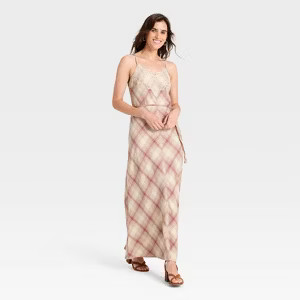 Women's Lace Cotton Maxi Sundress - Universal Thread™ Black Plaid XS | Target