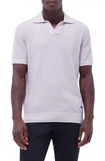 Bugatchi Johnny Collar Rib Polo in Platinum at Nordstrom Rack, Size Small | Nordstrom Rack