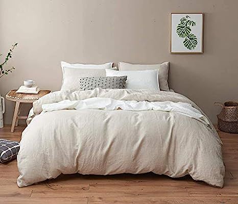 Amazon.com: DAPU Pure Linen Duvet Cover Stone Washed European Flax（Full/Queen, Natural Linen, D... | Amazon (US)