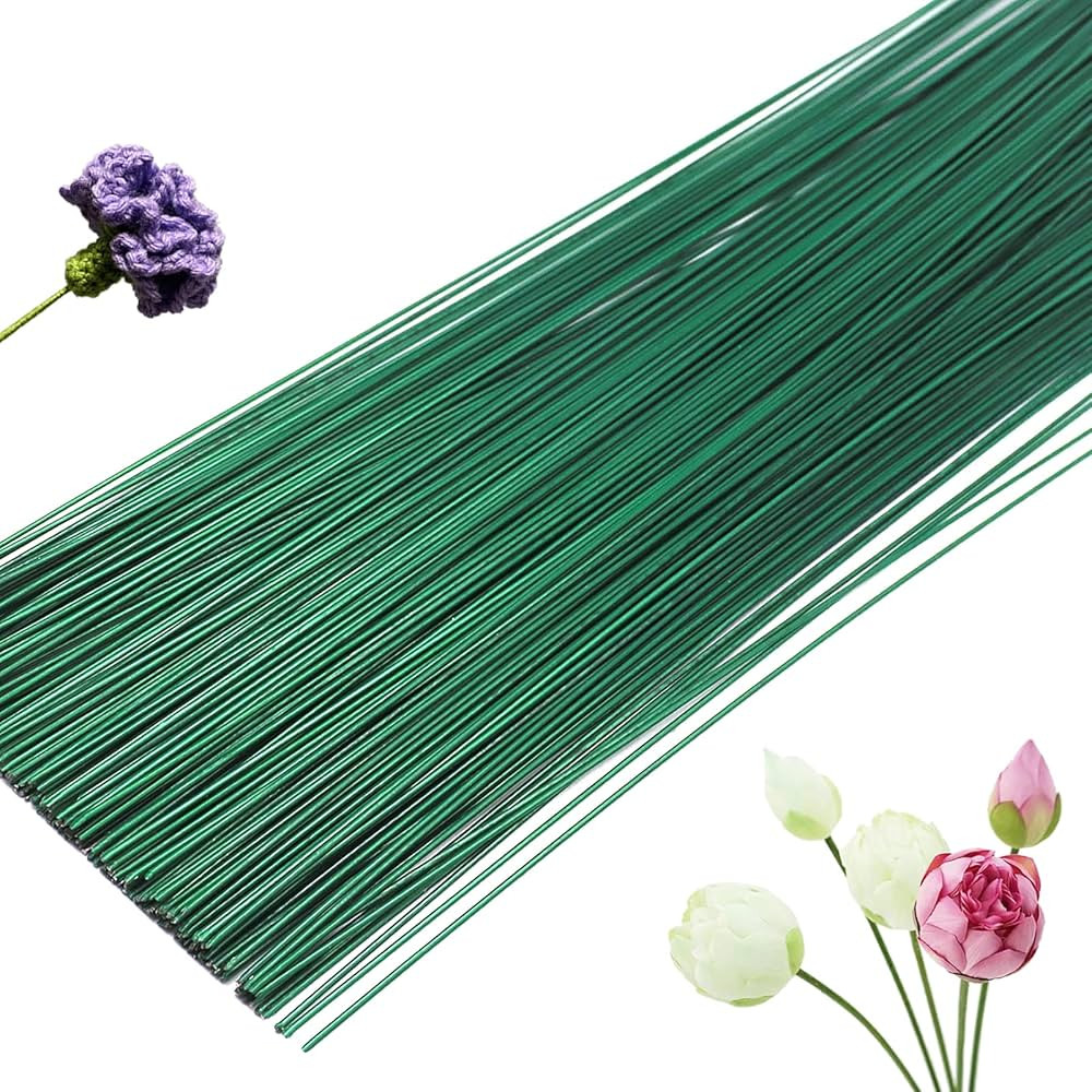 200 Pcs Floral Flower Stem Wire,16 Inch 22 Gauge Flower Paper Wrapped Wire,Green Crafting Floral ... | Amazon (US)