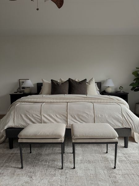 My ottomans are back in stock! I have a king size bed for reference.

Primary room decor, master bedroom decor, neutral bedroom, charging nightstand, bed throw pillows, affordable bedding

#LTKHome