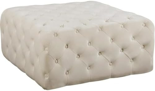 Meridian Furniture Ariel Collection Modern | Contemporary Cream Velvet Upholstered Ottoman/Bench ... | Amazon (US)