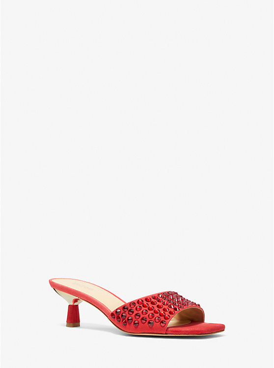 Amal Embellished Faux Suede Kitten Sandal | Michael Kors US