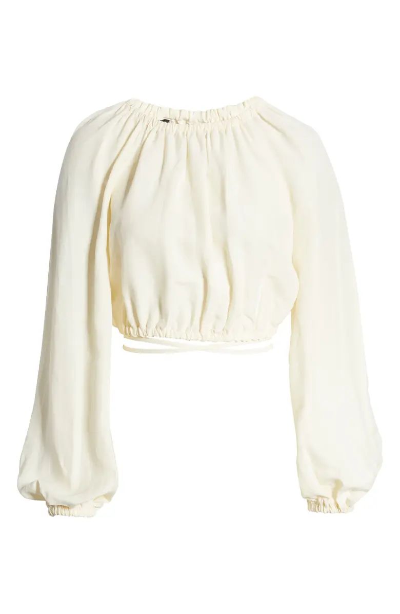 Gathered Long Sleeve Crop Top | Nordstrom
