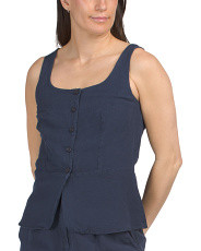 Linen Blend Piper Peplum Vest | Designer Clothing | Marshalls | Marshalls
