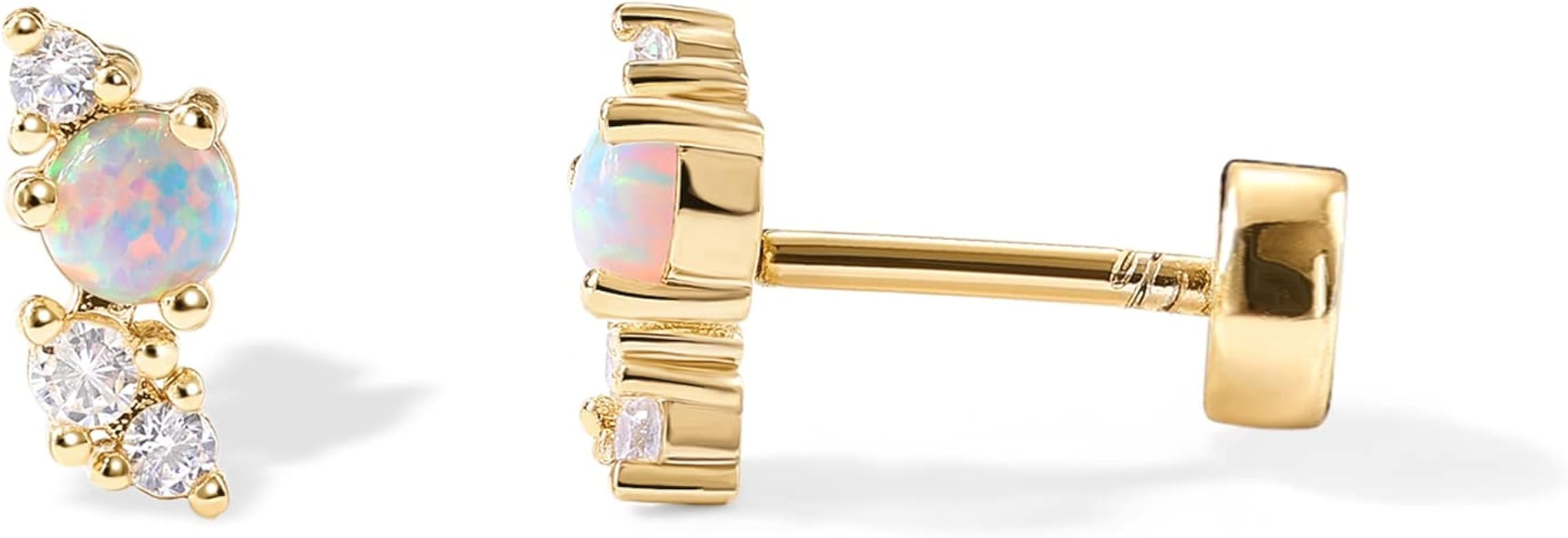 PAVOI 14K Gold Plated Sterling Silver Posts Dainty Mini Multi-Shape Flat Back Stud Earring Pack f... | Amazon (US)