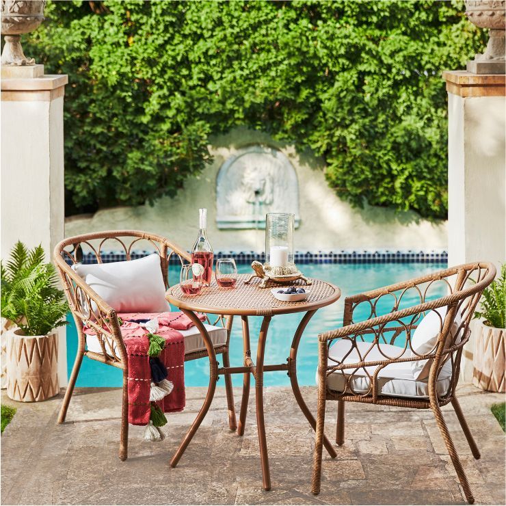 Britanna 3pc Patio Bistro Set Natural/Linen - Opalhouse™ | Target