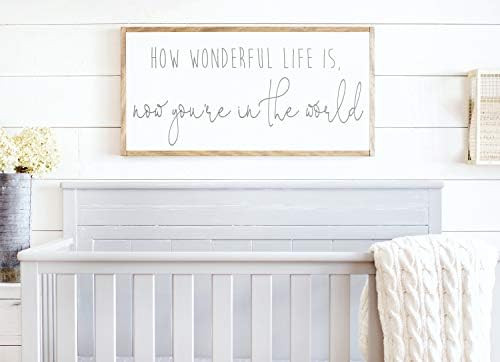 Tamengi How Wonderful Life is Now You're in The World Sign | Above Crib Sign | How Wonderful Sign... | Amazon (US)