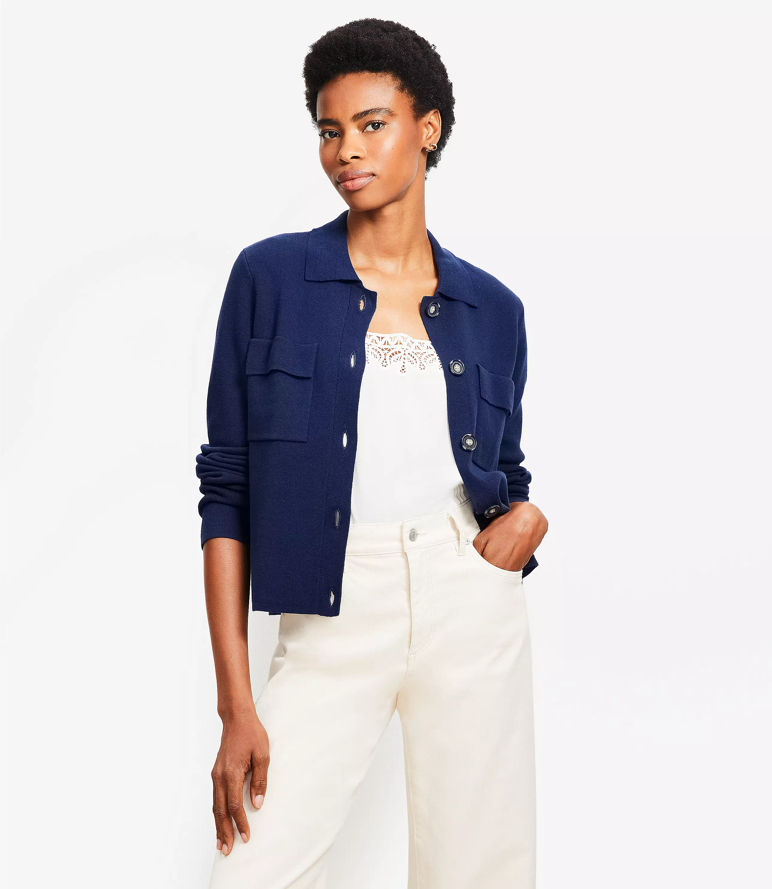 Collared Sweater Jacket | LOFT