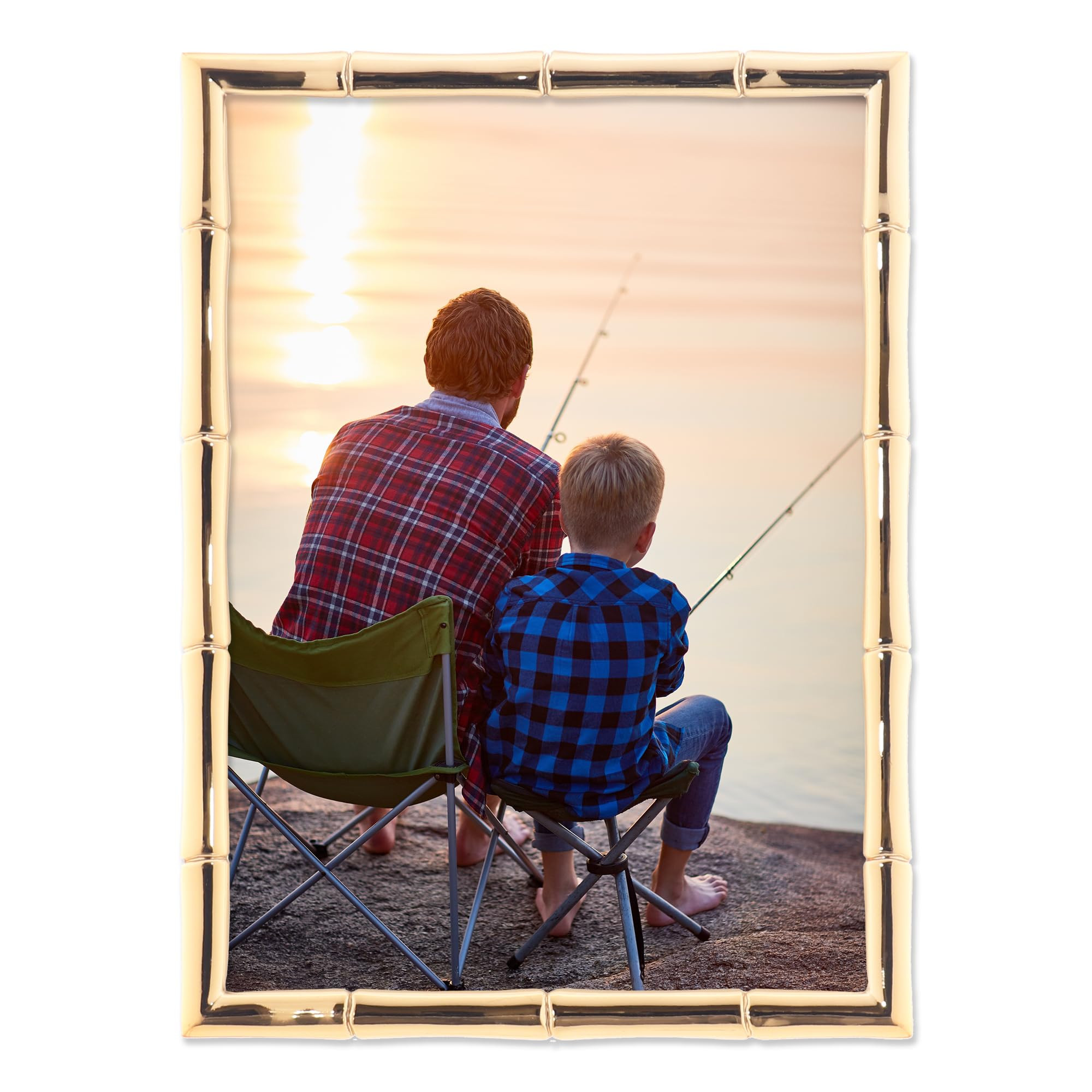 Lawrence Frames 5" W x 7" H Gold Metal Picture Frame with Bamboo Design (712257) | Amazon (US)