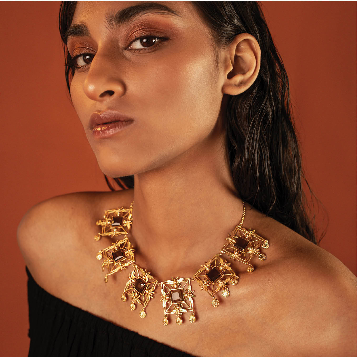 Mori Necklace: Bee and Hive motifs make up this Stylish Necklace | Dhwani Bansal Jewellery