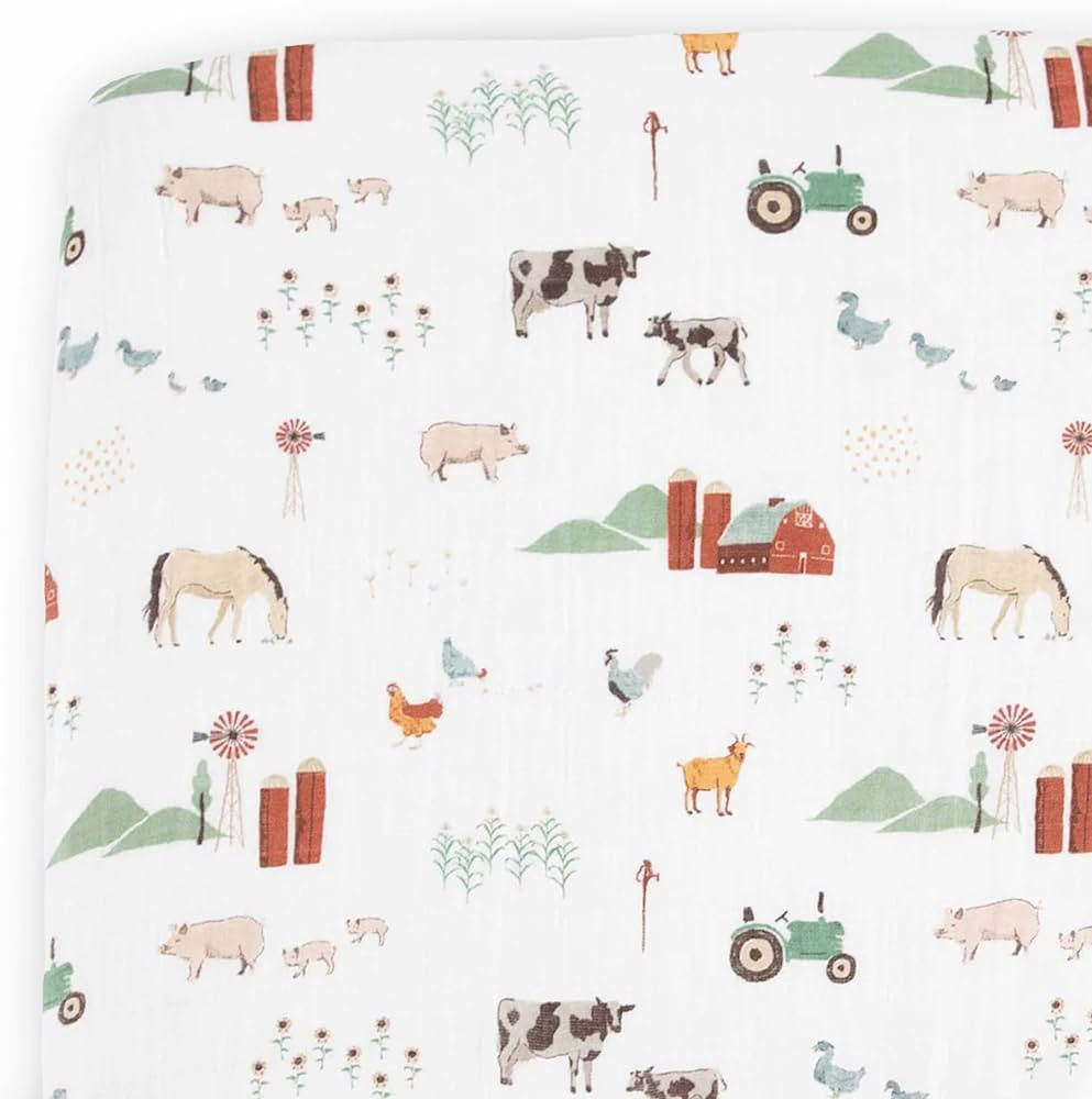 Little Unicorn Farmyard Fitted Crib Sheet | 100% Cotton Muslin | Super Soft | Sized for Standard ... | Amazon (US)