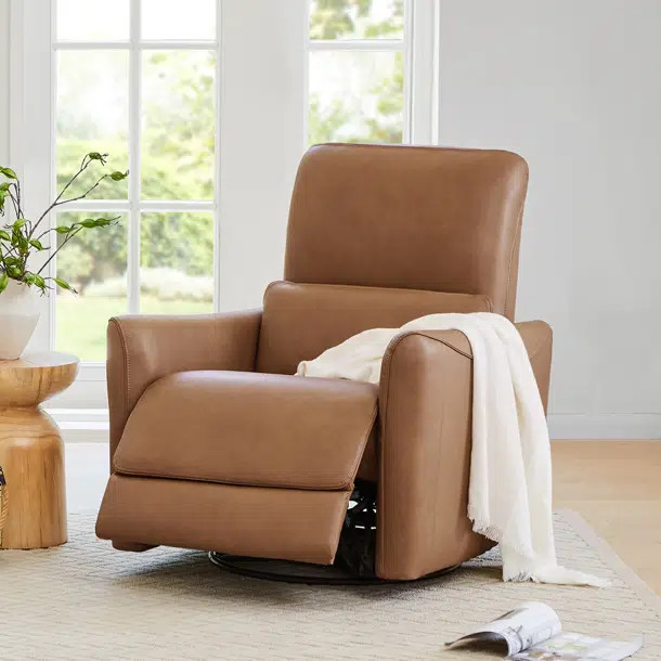 Santo Top Grain Genuine Leather Swivel Power Recliner | Wayfair North America