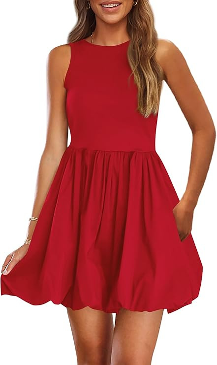 PRETTYGARDEN Summer Dresses for Women 2026 Casual Sleeveless Tank Mini Short Dress Crew Neck Bubb... | Amazon (US)