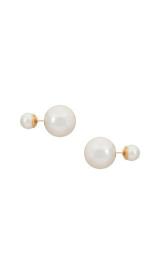 Double Pearl Earrings in Gold | Revolve Clothing (Global)