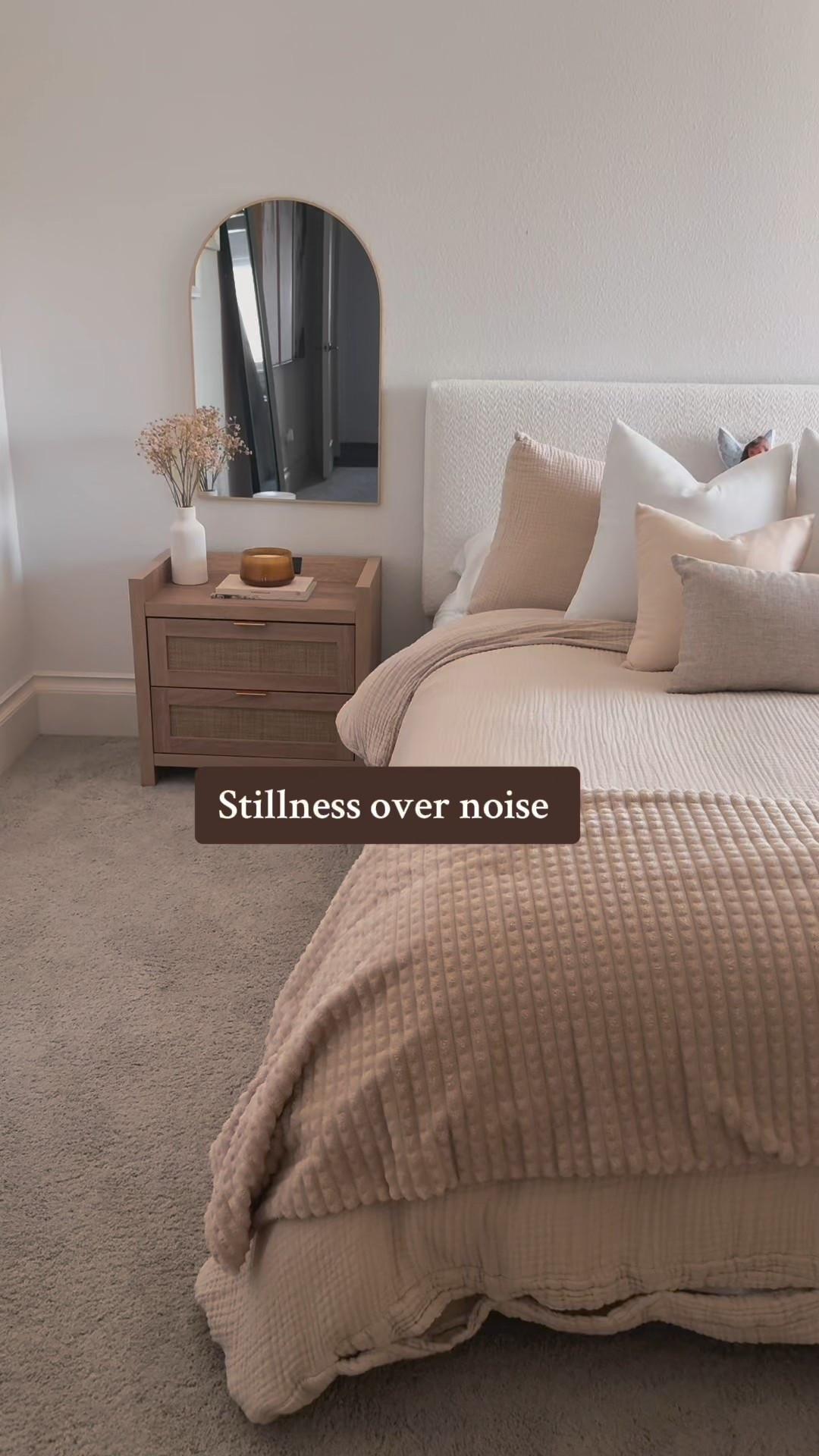 Because not every space needs to speak loudly to be heard. This room is a quiet kind of peace — where soft tones, natural textures, and intentional choices breathe calm into everyday chaos. ✨🤍 #StillnessOverNoise #HomeSanctuary #NeutralAesthetic #PeacefulHome #ModernMinimalist

#LTKHome