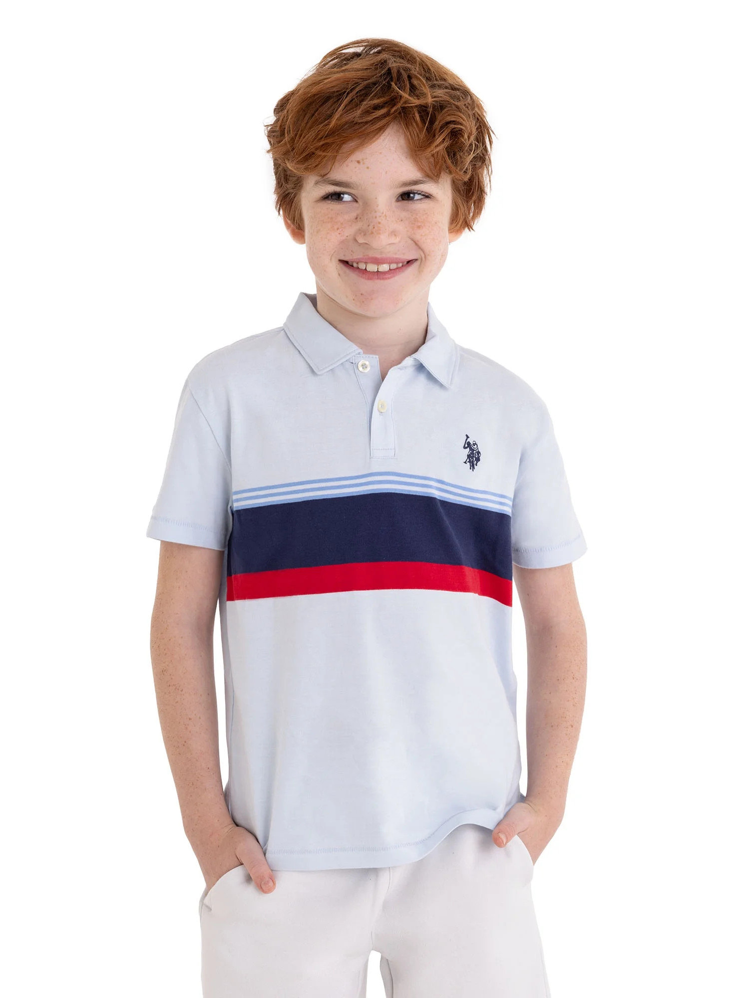 U.S. Polo Assn. Boys Stripe Jersey Polo Shirt, Sizes 4-18 | Walmart (US)