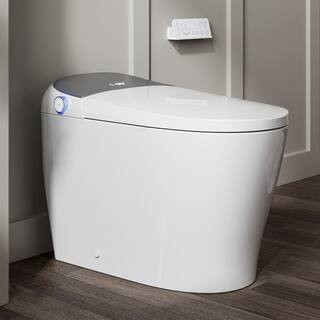 HOROW Tankless Elongated Smart Toilet Bidet in White with Auto Flush, Heated Seat, Warm Air Dryer... | The Home Depot