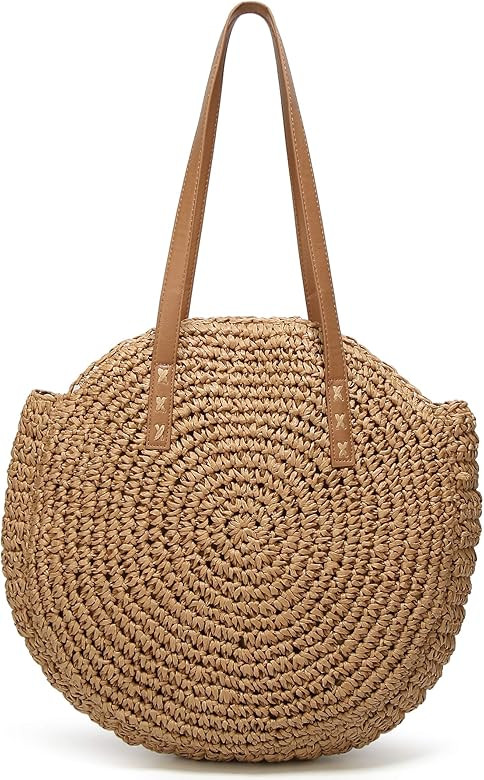 Womens Large Straw Bags Beach Tote Bag Hobo Summer Handwoven Bags Purse With Pom Poms | Amazon (US)