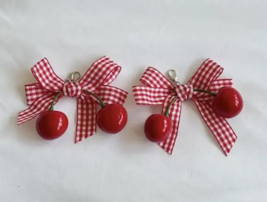 Cherry Gingham Shoe Clips for Shoe Laces - Etsy | Etsy (Global)