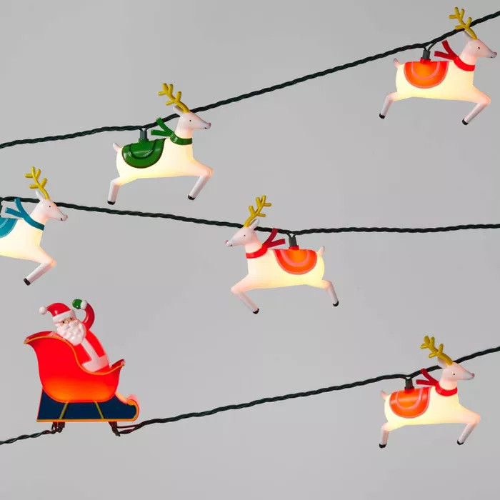 Christmas Santa & Reindeer Novelty Light 10ct Clear Bulbs Green Wire - Wondershop™ | Target