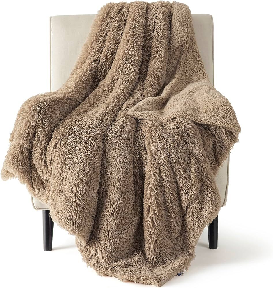 Bedsure Faux Fur Twin Blanket Taupe – Fuzzy, Fluffy, and Shaggy Faux Fur, Soft and Thick Sherpa... | Amazon (US)