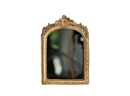 TenFuju 10” x 7” Small Gold Vintage Wall Mirror, Antique Gold Resin Baroque Mirror, Decorative Hanging & Tabletop Mirror | Amazon (US)