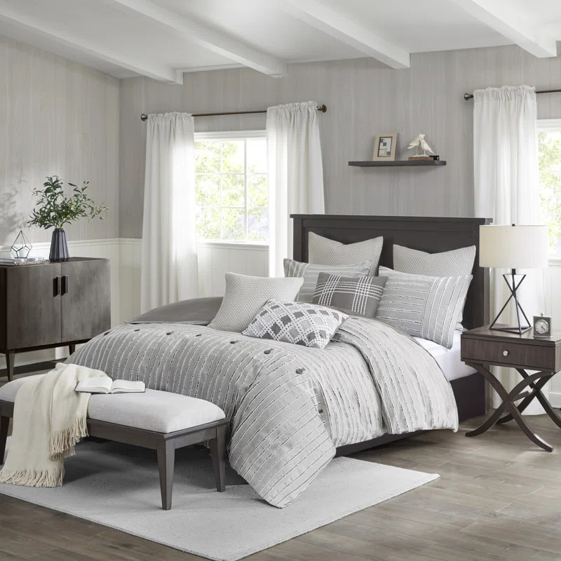 Madison Park Signature Essence Oversized Cotton Clipped Jacquard Comforter Set | Wayfair North America