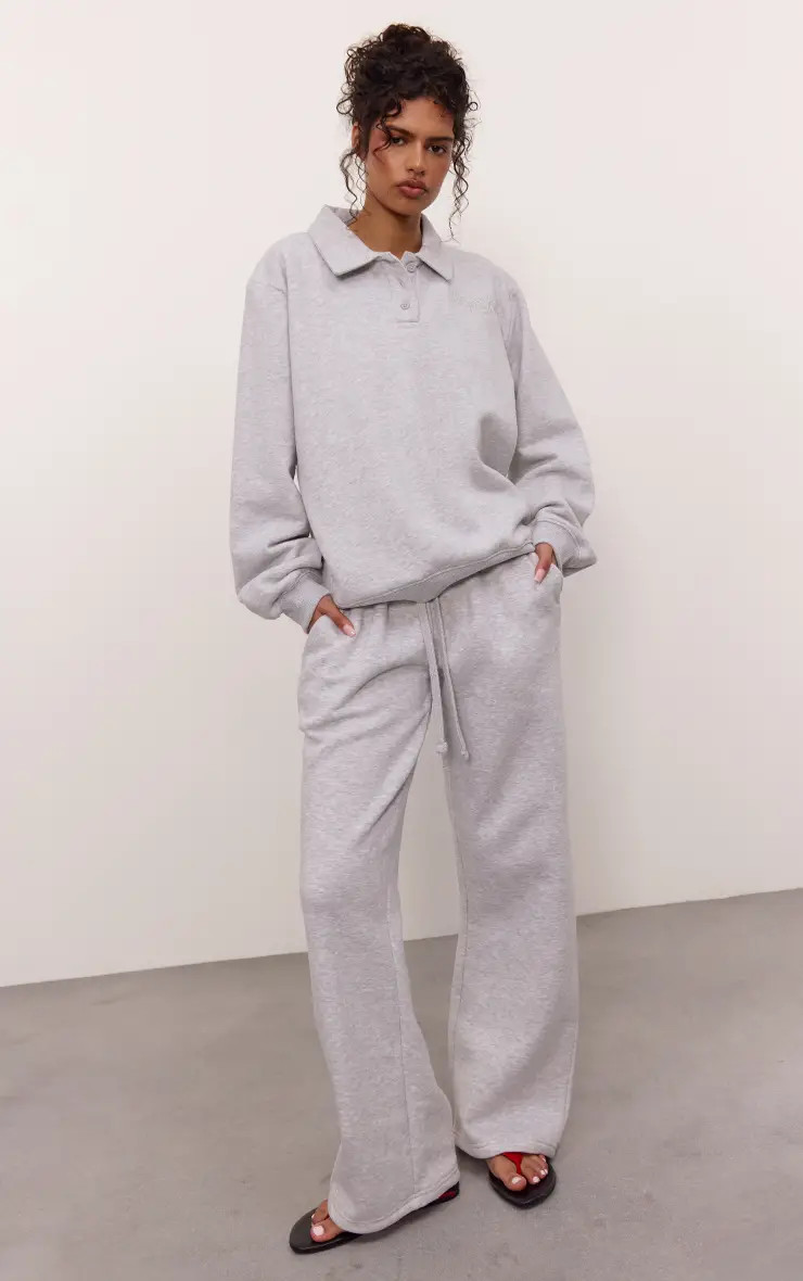 Ash Grey Wide Leg Oversized Joggers | PrettyLittleThing | PrettyLittleThing UK