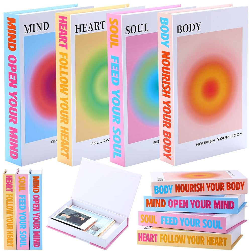 Amazon.com: Pasimy Set of 4 Table Decor Desk Fake Books Decoration Hardcover Faux Book Storage wi... | Amazon (US)