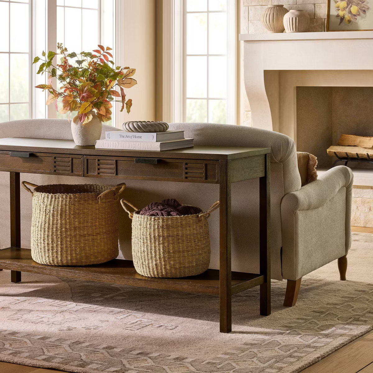 Set of 2 Round Woven Baskets Beige - Threshold™ designed with Studio McGee | Target