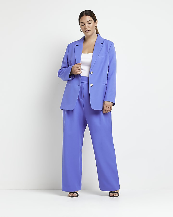 Plus blue structured long sleeve blazer | River Island (UK & IE)