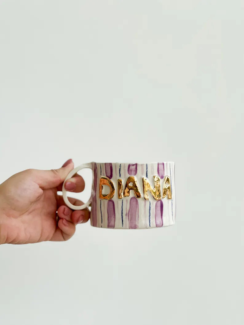 Custom Design Name Ceramic Handmade Pottery Mug Craft Gift Idea Coffee Cup Gift for Her Unique Pe... | Etsy (US)