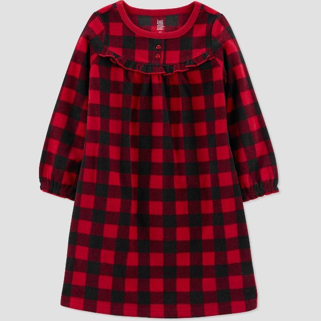Carter&#39;s Just One You&#174; Girls&#39; Buffalo Check Fleece NightGown - Black/Red | Target