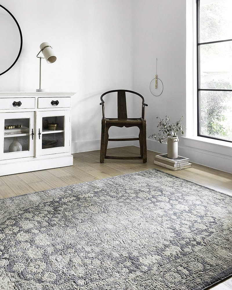 Loloi Teagan Collection TEA-01 Denim/Mist 9'-9" x 13'-6" Area Rug, Large, Soft Neutral Rug, High-... | Amazon (US)