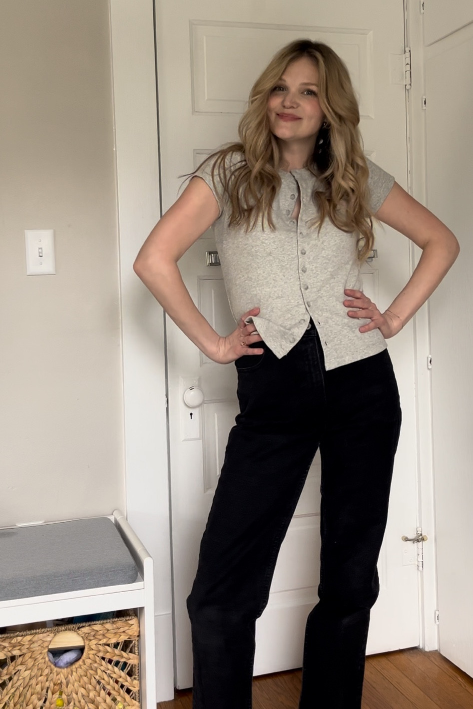 Obsessed with this top! Perfect for spring! Buttons all the way, so ideal for breastfeeding! 

wearing size medium here! I’m usually a small, but sized up bc reviews said it was tight in the arms. I probably could’ve done a small, but it would’ve been tighter, whereas this feels more fitted!

#LTKbaby #LTKfamily #LTKstyletip