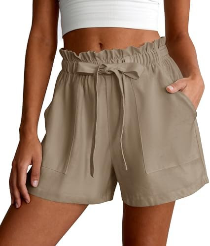 PRETTYGARDEN Ruffle Drawstring High Waist Summer Shorts for Women Casual | Amazon (US)