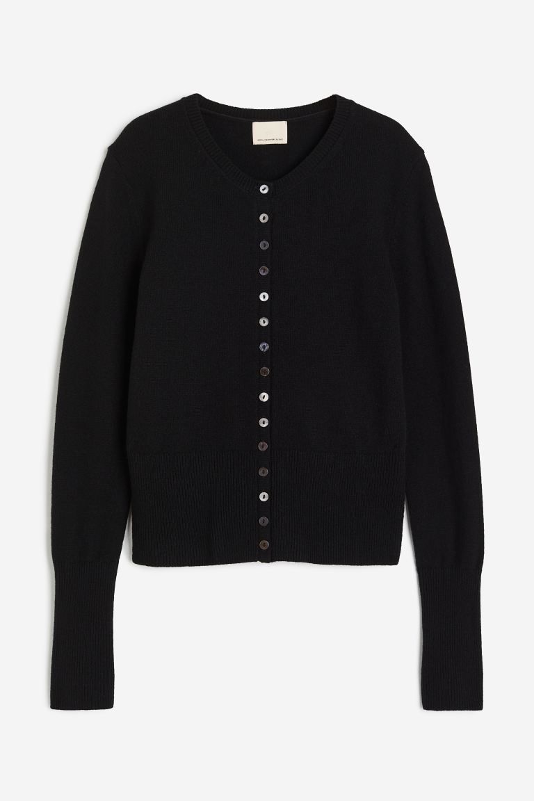 Cashmere-blend cardigan - Black - Ladies | H&M GB | H&M (UK, MY, IN, SG, PH, TW, HK)
