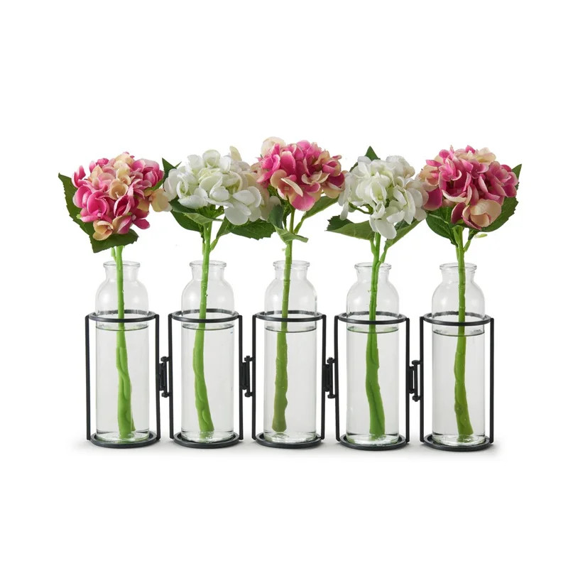 5 Piece Clear/Black Glass Table Vase Set | Wayfair North America