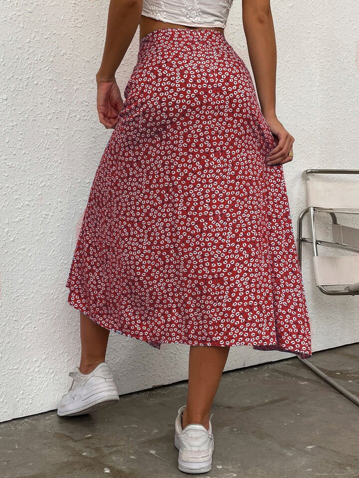 SHEIN Frenchy Saias Floral Dits Coxa dividida | SHEIN