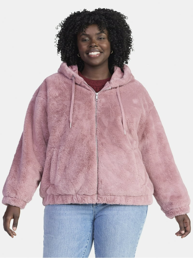 Time and Tru Women's and Women's Plus Faux Fur Hoodie Jacket, Sizes XS-2X | Walmart (US)